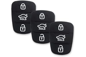 KEYQUEEN 3 Pack 3 Button Key Fob Rubber Pad Replacement Compatible with Hyundai i10 i20 i30 ix20 ix35 Rubber Pad Keypad for Kia Ceed Soul Sportage Venga Silicone Remote Car Key Case Buttons Cover