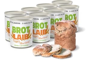 ‎RATION1.DE ration1 Dosenbrot Roggen-Mischbrot 8 x 350g, abgepacktes Brot in der Dose 10 Jahre haltbar, vegan & laktosefrei, einfach öffnen & genießen, ideal als Camping Essen, für Festival, Outdoor, Survival Kit