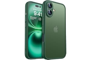 CANSHN Funda para iPhone 16 (6.1 Pulgadas), [Protección Total de La Cámara] Carcasa Fondo Mate Translúcido,Verde Oscuro