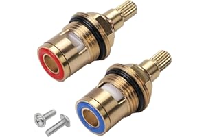 Amindz 2 Piezas Cerámica Grifo Valvula de Cobre Repuesto,Valvula Grifo Ceramico Grifo Valvula, Repuesto de Cartucho de Disco de Cerámica para Agua 1/2"(1 par Caliente & Frío)
