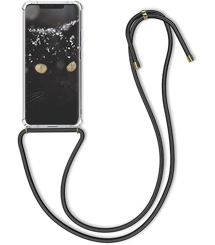 MyGadget Mobile Phone Chain For Huawei Mate 50 Pro TPU Case With Strap - Mobile Phone Case With Mobile Phone Strap For Hanging Cord Case Protective Cover - Black