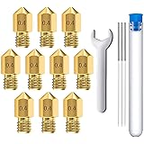 MMOBIEL 10 Pcs 0.4mm Brass MK8 3D Printer Nozzles Extruder Compatible With Creality Ender 3 Series, Ender 5 Series, CR-10/10S