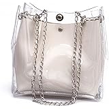 SODIAL Petits sacs a seau pour les femmes Fourre-tout transparents en plastique Sac a chaine composite Mini sacs a main de ge