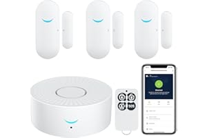 Chatthen Home Alarm Systems, Window Alarm Burglar Alarm, Tua Smart Remote Control, Wifi +RF Receiver Compatible with 200 Accessories (1 Receiver & 3 Door Sensor & 1 Remote Control)