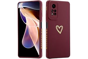 JIEZUIMEI Funda para XiaoMi RedMi Note 11PRO / Note 12 Pro 4G,Carcasa Amor Corazón Mujer niñas Telefono Suave Silicona Ultra Delgado Resistente Antigolpes Case, [Protección de cámara] Case-Burdeos