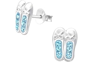Monkimau Mädchen Ohrringe Schuhe Ballerina Ohrstecker aus 925 Sterling Silver echt Silber mit 12 Kristallen