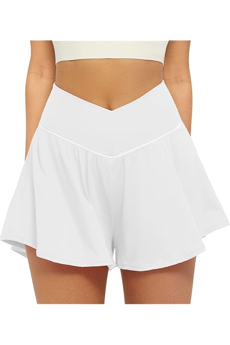 Pantaloncini Gonna Donna Blaosn - Sportivi, Flowy, Bianco, XL, Per Yoga E Palestra - Foto 1