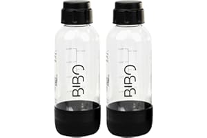 BIBO WATER BIBO 500ml Bottle x 2, Reusable BPA-Free Sparkling Water Bottle | Replacement Accessories Compatible with BIBO Sparkling Soda Maker for Carbonated Fizzy Drinks, Black