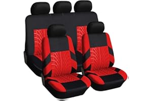 SNXLW 5 Places Universel Voiture Ensembles Housses Siège pour Renault Clio/Clio R.S. V IV III II I B7/BF/BH/KH/BR/CR/SB/SR 1990-2025 Housses Siege Avant Arrière Auto Accessori,Red