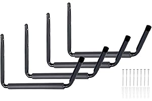 MENG ZHI AO Lot de 4 grands crochets utilitaires robustes avec bras Jumbo - Support mural pour garage - Crochet de rangement et organiseur - Parfait pour le garage, le jardin, une échelle, une chaise