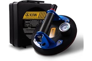 XIIW Sollevatore a ventosa per piastrelle, manico in metallo, max 360 kg, ventose da 8", ventosa in vetro con manometro, valigetta per piastrelle, vetro, metalli, lastre di vetro, marmo