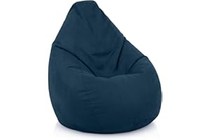 ‎GREEN BEAN Green Bean Sitzsack mit Rückenlehne 60x60x90cm - Indoor Sitzkissen 220L Füllung Kuschelig Waschbar - Bean Bag Bodenkissen Lounge Chair Sitzhocker - Dunkelblau