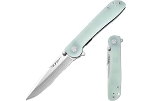 TONIFE Guiding Star Navaja Plegable con Clip de Bolsillo, Antideslizante EDC Cuchillo de Una Mano, Hoja 8Cr14MoV y Mango G10 para Cuchillo de Camping al Aire Libre (Cian Transparente + Satén)