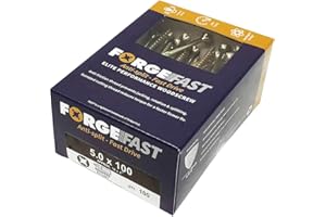 FORGEFIX ForgeFast Elite Fast-Start Woodscrews | 5.0 x 100mm | Zinc Yellow | Box 100