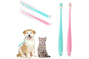 MOZEAT LENS 2 spazzolini da denti per cani e gatti di piccola taglia, in morbido silicone a 360 gradi, per la cura dentale del cane, igiene orale, pulizia profonda, kit per la pulizia dei denti degli animali