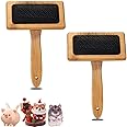 2 Pcs Wool Carders,Hand Carders for Wool,Craft Wool Needle Felting Tools with Solid Wood Handle,Slicker Brush for Dogs,Carding Brushes for Needle Felting Wool