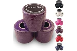 EVERFLY Tape Crossfit – 3 Rouleaux 5 cm x 4,5 m – Sparadrap Cohesive Adhesive - Hook Grip Pouces et Doigts – Bandage flexible de protection adhésif – Entraînement – Haltérophilie (3, Violet)