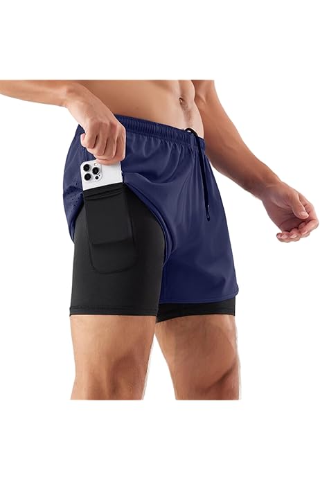Running Shorts With Phone Pocket Men Pinkbomb Men's 2-in-1 Running