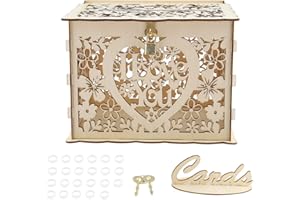 Dekaim Hochzeit Kartenbox, Holz Geschenkkartenbox mit Schloss Slot, Wedding mit Schloss für Hochzeit Geburtstag Babyparty, Vintage Geld Box Briefbox für Hochzeiten Jubiläen Brautparty
