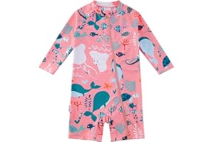 upandfast Baby Girl/Boy Swimwear Toddler Rashguard with Full-Length Zipper UPF 50+ Infant One Piece Bathing Suit