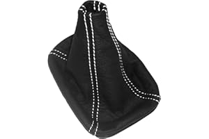 AERZETIX - Schaltsack Schalthebelmanschetten Schalthebelmanschette Schaltbetatigungs - Schwarze Farbe 100% Leder - Nähte: Weißen