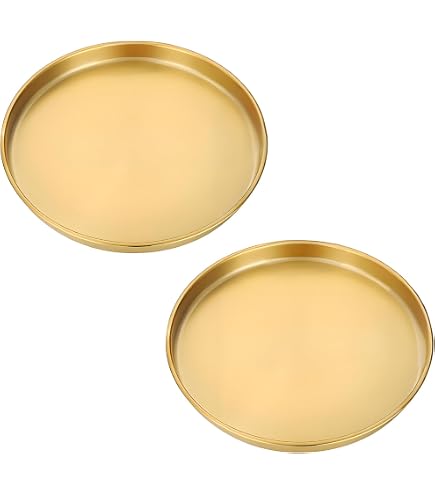 2 Plateaux De Service En Acier Inoxydable 30 Cm - Plateau Décoratif Argenté Pour Cuisine, Salon Ou Salle De Bain