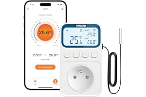Inkbird C236T Prise Thermostat Connectée, Regulateur de Temperature WiFi Chauffage Refroidissement Contrôle à Distance Modes Multiples et Fonction Alarme pour Serre,Brassage,Reptile