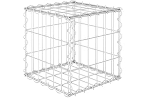 vidaXL Lit Surélevé Cube à Gabion Jardinière Surélevée de Fleurs Plantes Panier à Pierres Jardin Terrasse Extérieur Fil d'acier 30x30x30 cm