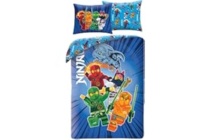 Halantex Parure da letto Lego Ninjago, copripiumino reversibile 140 x 200 cm + federa, 100% poliestere