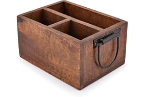 EDHAS Portaposate a 3 scomparti, con manici in metallo, per decorazione della cucina di fattoria e piano di lavoro, tavolo da pranzo, organizer per ufficio (20,32 cm x 15,24 cm x 10,16 cm