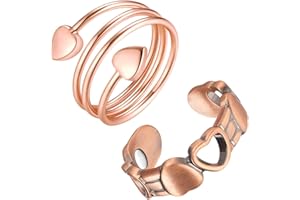 Vicmag 2PCS Copper Magnetic Rings for Women Men with Strong Magnets 99.99% Solid Pure Copper Adjustable Thumb Ring with Gift Box(Copper Love)