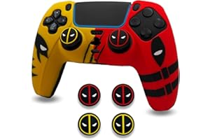 ElitePlay Dpool vs Wolve - Funda de silicona antideslizante para controlador de PS5, funda de goma suave para mando inalámbrico PS5 con juego de agarre para el pulgar