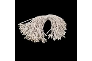 Trimming Shop 7 Inch Cotton String Hang Tag With Lock Labels Snap Lock Attachment Secure Tag Fasteners for Price Tags Fashion Apparels, Clothing, Beige, 100pcs
