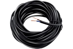 JaneYi 10 Meter Black Wire 2 Core Electrical PVC Flexible Cable 0.75mm² 5A Copper Core Flat Flex Cuttable Extension for Low-Power Household Appliances