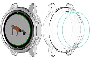 Moorovgi Coque + 2 Films de Protection D'écran Compatibles avec Garmin vivoactive 4S, [Couverture de Bord] Coque de Protection Souple en TPU Résistant aux Chocs avec Film de Protection D'écran