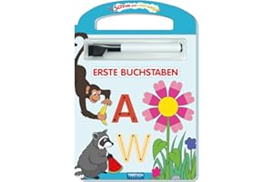 TRÖTSCH - Schreib und wisch weg "Erste Buchstaben" mit Stift | Übungsheft mit abwischbarer Oberfläche und Stift zum Üben der Buchstaben. Lernheft mit Schritt-für-Schritt-Anleitungen | Ab 4 Jahren
