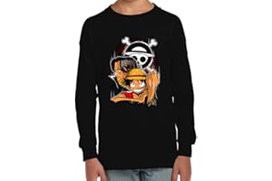 THE FAN TEE Camiseta Manga Larga de NIÑOS NIÑAS OP Manga Anime Pirata One Zoro Piece 033