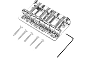Alomejor Bass Gitarren Steg Fixed Bridge 4-Saitig, Metall Saitenhalter f¨¹r E-Bass 80mm, inkl. Schrauben & SCHL¨¹ssel (Silber)