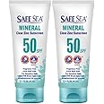 Safe Sea Zinc Oxide Sunscreen SPF50 | Clear Mineral Face Sunscreen Without White Cast | Anti-Jellyfish Sting Protective Lotion | Coral Reef Safe | Travel Size - 60ml (2 tubes)