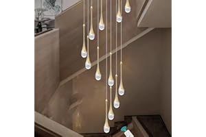 MINIFAIR Goldener SpiralföRmiger Regentropfen Kristall Kronleuchter,Kronleuchter Modern 3000–6000K Dimmbare Led Lampe,12-Flammige Kronleuchter-Deckenleuchte FüR Die VillaTreppenhäUser,Wohnzimmer Duplex-Gebäude