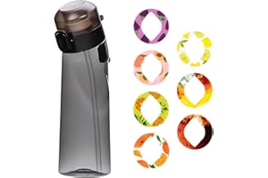 LIVERO Air Water Bottle with Scented Flavour Pods, 650ml Starter Up Set BPA Free Drinking Bottles with 7 Fruit Pods Scented 0 Sugar Calorie, Water Cup with Straw for Gym School Outdoor (Black)
