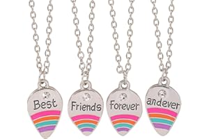 TSLRSA 4 Pcs BFF Halskette Regenbogen Freundschaft Halskette Beste Freunde für immer Mädchen Geburtstag Geschenk Anhänger Kette Geschenk (Regenbogen)