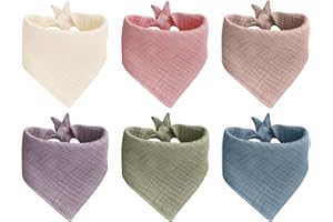 DBTW Bio Baumwoll Halstuch Baby, 6 Stück Weiche Lätzchen, Baby Dreieckstuch, Absorbierende Musselin Halstüch, Muslin Baby Lätzchen mit Verstellbares Ruckknöpfe, Sabberlätzchen Baby für Baby Jungen Mädchen