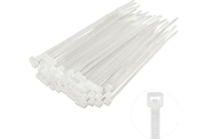MEKEET White Multi-Purpose Cable Ties, Cable Ties Reusable, Nylon Zip Ties, Tie Wraps Heavy Duty, Secure Self-Locking Mechanism, for Household, Office, Garden and DIY