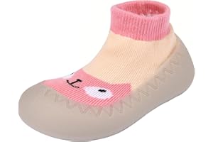 Exemaba Baby Anti-Slip Sock Shoes Cute Toddlers First Walking Shoes Infant Slipper for Boys Girls