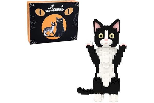 Larcele 1227 Pièces Micro Blocs de Construction Kit, Bricolage Mini Blocs de Briques Jouet Set pour les 12 Ans et Plus KLJM-05 (Chat Devon Rex)