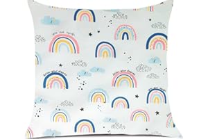 AISAWATE Kinder Kissenbezug Dekorativ Gemustert 40 x 40 cm,Baby Kleinkind Kissen Kissenbezüge für Kinderwagen, Bio Baumwolle Kopfkissenbezug mit Reißverschluss（1 Pack）