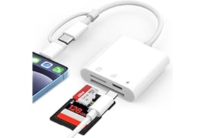 APLIMLN Lecteur de Carte SD pour iPhone, Lightning & USB C Adaptateur Carte SD pour Micro SD/SD, Lecteurs Carte Mémoire Externes pour iPhone 16/15/14/13/iPad/Samsung/Caméra