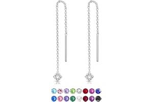 DTPSILVER Orecchini Pendenti Donna Argento 925 con Brillantini di Cristallo - Orecchini Punto Luce con Brillanti Colorati - Pendenti Argento Lunghi - Saliscendi Donna Anallergici - Lovli Orecchino Doppio Buco