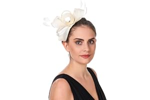 HAOJING Haoijng Fascinators Hat for Women Cocktail Tea Party Headwear Flower Mesh Ribbon Feathers Headband